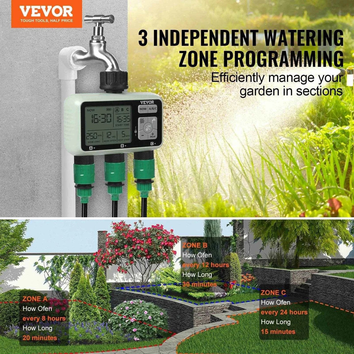 Vevor Garden Irrigation Timer for Multiple Zones
