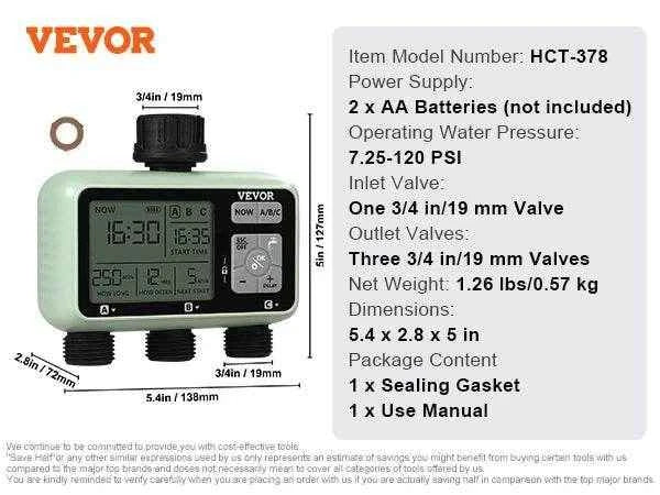 Vevor Garden Irrigation Timer for Multiple Zones
