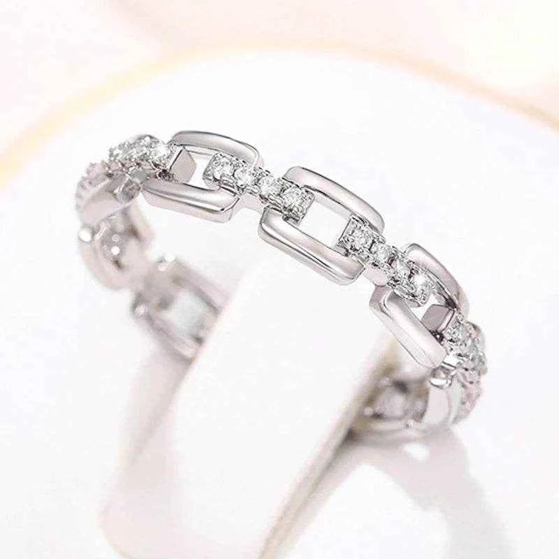 Jewelrieshub Women's Silver Chain Shape Accessory Ring