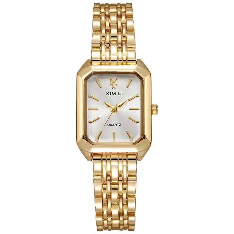 Qoraheyhub Luxury Quartz Wristwatch for Women – Elegant Gold Tone