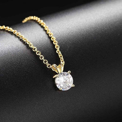 1-2CT Moissanite Luxury Pendant Necklace, 925 Sterling Silver Classic 4 Claw for Women, Wedding Engagement Gift
