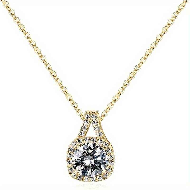 [Sterling Silvery Moissanite Necklace] 1 Carat/2 Carat Princess Square Moissanite Pendant Necklace, 925 Sterling Silvery - Suitable For Daily Holiday Party Date Vacation Wear, Birthday Anniversary Valentine's Day Carnival Eas