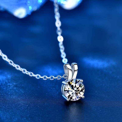 1-2CT Moissanite Luxury Pendant Necklace, 925 Sterling Silver Classic 4 Claw for Women, Wedding Engagement Gift