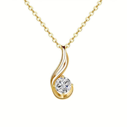 1pc Fine Craftsmanship Electroplated 18k Golden Plated S925 Silver Material Silver Weight: 3.8g Main Stone: 1 Carat Moissanite Pendant Necklace with Gift Box Men's and Women's Fashion Jewelry Suitable for Couples Dating, Fami - Jewelrieshub - - jewelrieshub.com - Jewelrieshub - 