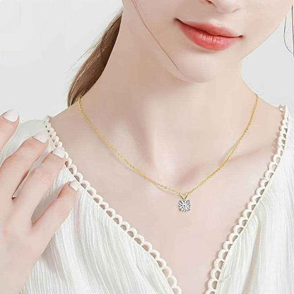 1-2CT Moissanite Luxury Pendant Necklace, 925 Sterling Silver Classic 4 Claw for Women, Wedding Engagement Gift