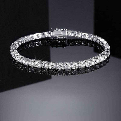 Elegant Luxury Moissanite Tennis Bracelet, 18K White Golden Plated 925 Sterling Silver, Versatile Daily & Party Accessory, All-Season Jewelry