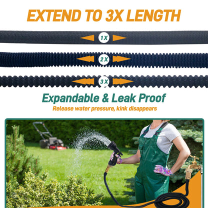 25ft/100ft Expandable Garden Hose With Nozzle, Lightweight & Durable, No-Kink Flexible Hose For Car Washing, Outdoor Watering