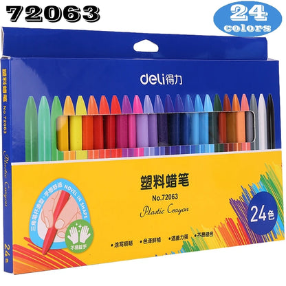 Deli 72061/72062 Plastic Crayon Wax Crayon Color Painting Sticks Color Crayon Color Pencil 12-18 Colors Children Student Caryon - Qoraheyhub