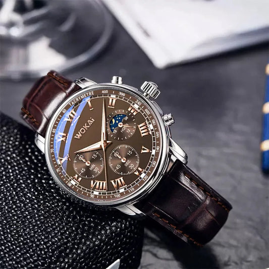 New Business Mens Watches Waterproof Sports Quartz Watch for Men Women Boy Wristwatch Roman Numerals Clock Silver Brown Reloj - Qoraheyhub