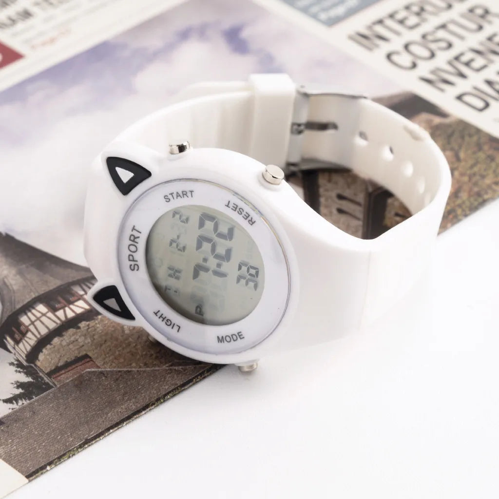 【Watch + Bracelet】Cat Ear Children's Silicone   Multi Functional Sports Electronic  Unicorn Bracelet Set - Qoraheyhub