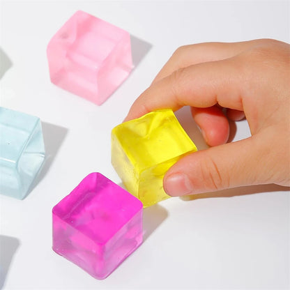 1/3/5/10 PCS Fidget Toy Mini Squishy Toys Ice Block Stress Ball Toy Kawaii Transparent Cube Square Stress Relief Squeeze Toy - Qoraheyhub