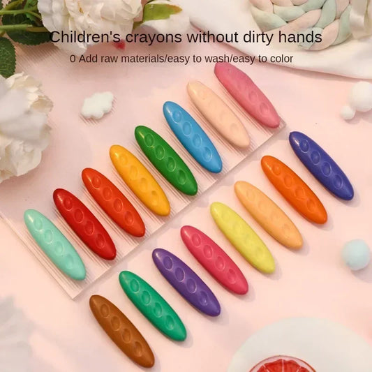 12/24/36 Colors Washable Not Dirty Hands Toddler Crayons Hole Crayons for Kids Non-Toxic Baby Crayons Coloring Art Supplies - Qoraheyhub