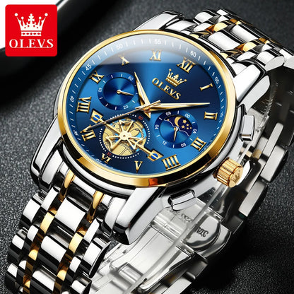 OLEVS Top Brand Men's Watches Classic Roman Scale Dial Luxury Wrist Watch for Men Original Quartz Waterproof Luminous Male Reloj - Qoraheyhub