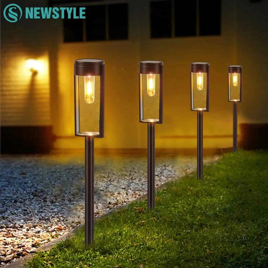 LED Solar Pathway Lights Outdoor Tungsten Filament Bulb Glass Solar Garden Lights Landscape Lighting for Yard Lawn Walkway Drive