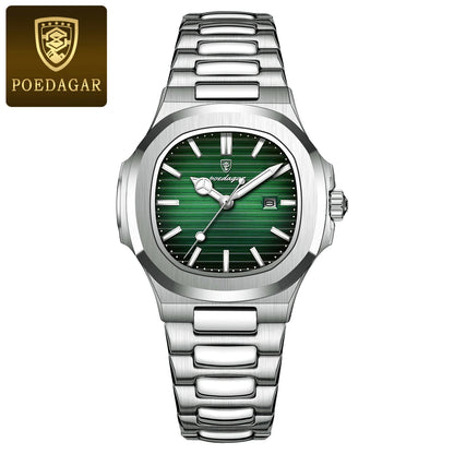 POEDAGAR Luxury Square Watch for Woman Waterproof Luminous Date Ladies Watch Stainless Steel Quartz Women's Watches Female Reloj - Qoraheyhub