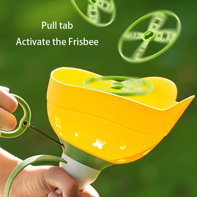 Pull String Flying Saucer Disc Launcher Kids Flying Toys Throw Catch Outdoor Sport Propeller Children Garden Game Gift For Boy - Qoraheyhub