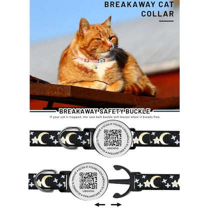 Luminous Airtag cat Collar with Smart Pet ID Tag for Apple Tag, AirTag Holder & Bell for Breakaway Kitten Collar Puppy Cats