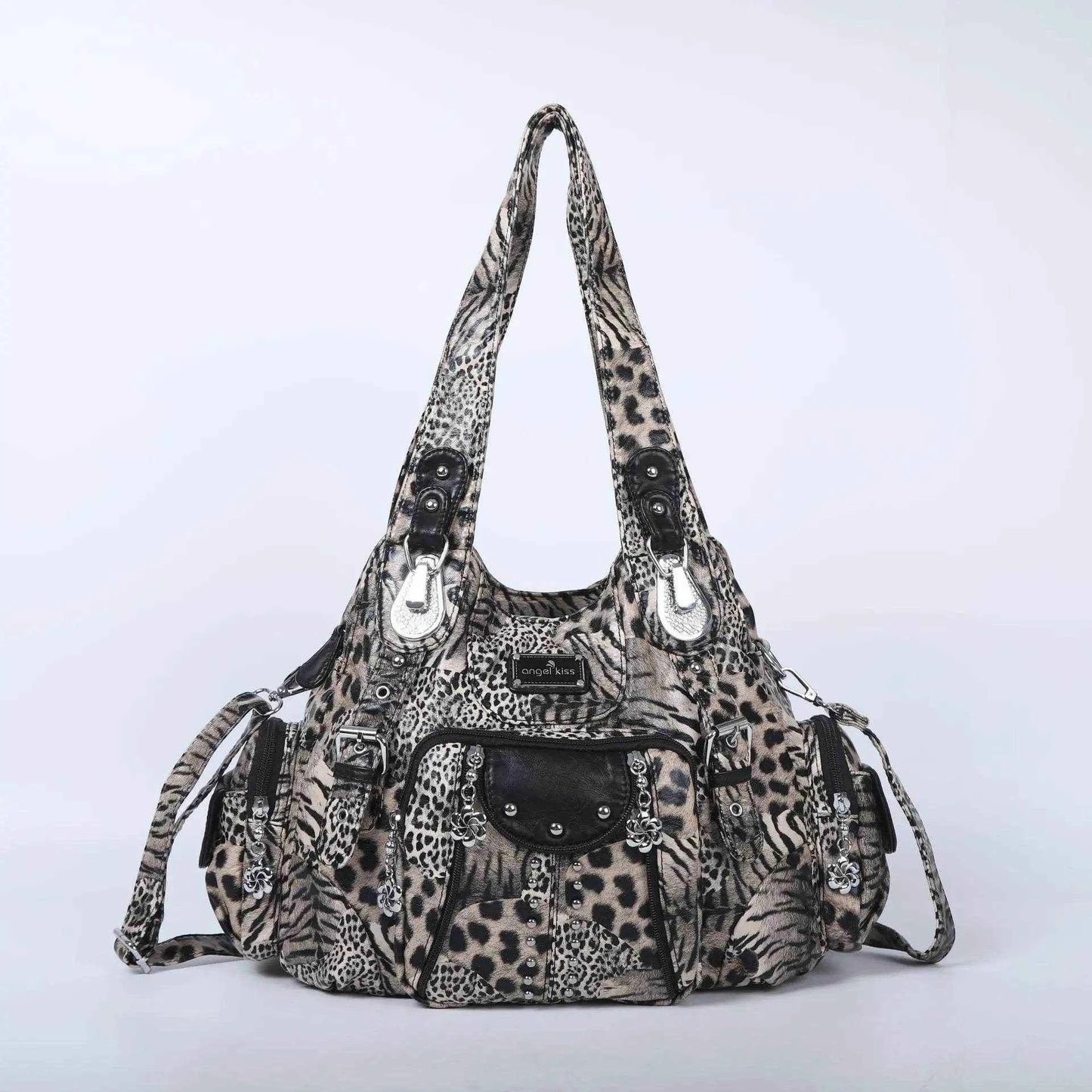 Angelkiss Women Fashion Handbags Large Shoulder Bags PU Leopard Handbag Satchel Big-capacity Shoulder Bag Phane Purse bolsa