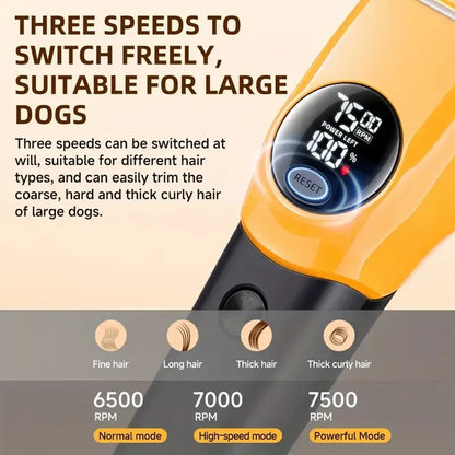 Pet Clipper Professional Dog Hair Trimmer Cat Grooming Shaver 7500/min LED suitable for large, medium, and small pets Trimmers - Qoraheyhub