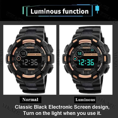 Military Men Watch Men's Digital Watches Sports Electronic Wristwatch 50MM Large Dial Clock Waterproof Sport Watch for Boy Child