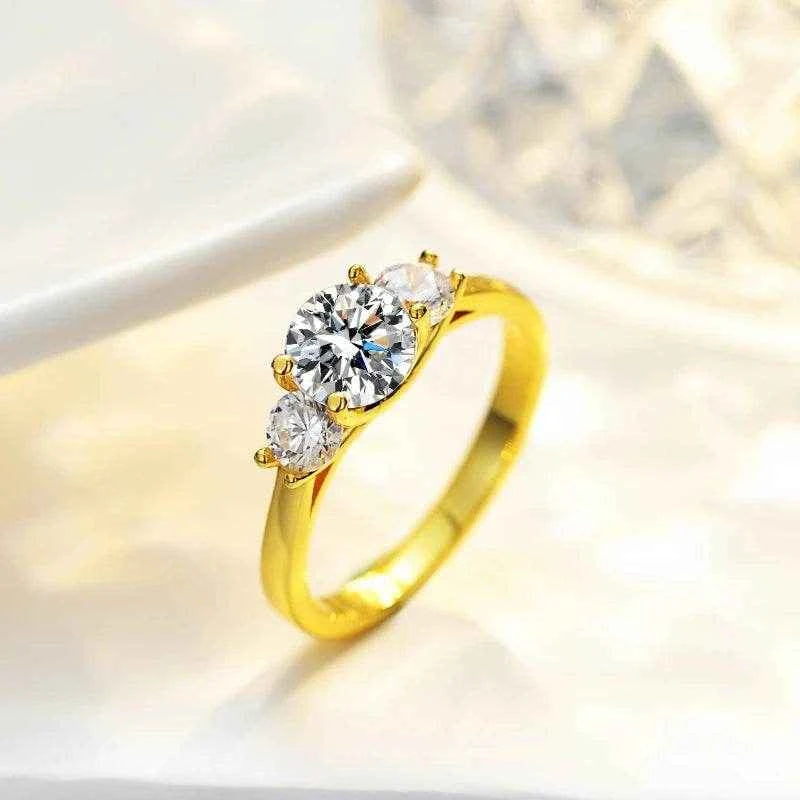 Three Jewels 1 Carat Moissanite Ring Diamond S925 Silver Tone Women's Simple Wedding Jewelry Engagement Gifts