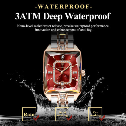 POEDAGAR Luxury Watch For Woman Elegant Waterproof Calendar Ladies Watch Rectangle Stainless Steel Quartz Women's Watches Female - Qoraheyhub