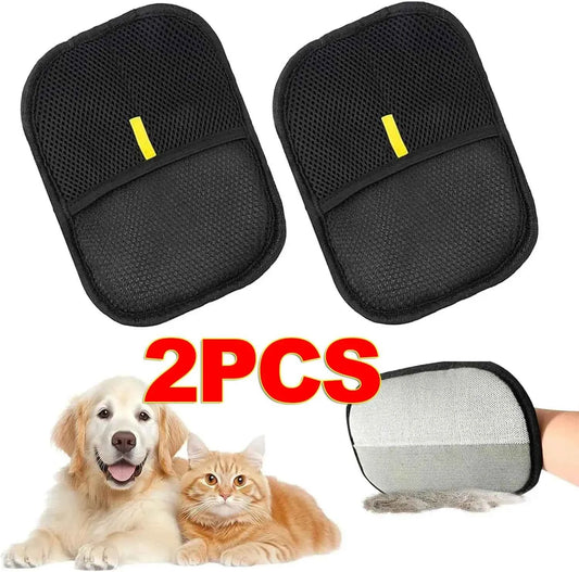 1/2PCS Pet Hair Remover Glove Double-Sided Fur Gloves Cat Dog Fur Magnet Gloves for Washing Deshedding Cleaning Carpets Sofas