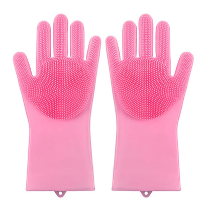 Pet Grooming Gloves Dog Cat Bathing Cleaning Glove Shampoo Scrubber Clean Soft Silicone Hair Removal Glove Hand Skin Protection - Qoraheyhub