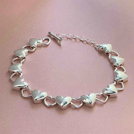 Fashion jewelry 925 sterling silver bracelet heart to heart charm suitable for women fashion wedding party gift jewelry