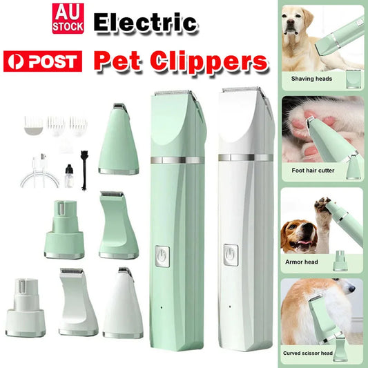 Professional 4-in-1 Electric Pet Grooming Tool Set Dog Hair Clippers USB Rechargeable Pets Haircut Trimmer Shaver Cats Supplies - Qoraheyhub