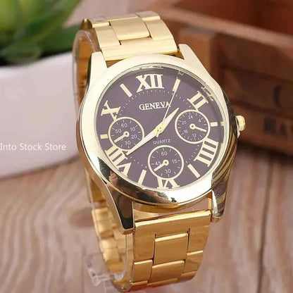 New Brand 3 Eyes Gold Casual Quartz Watch Men Stainless Steel Dress Wristwatch Reloj Hombre Men Clock Relogios Masculino Montre
