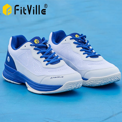 FitVille Wide Width Men's Tennis Shoes Professional Training Sneakers Breathable Non-Slip For Racquet Sport Arch Support