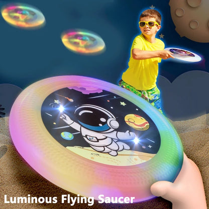 Outdoor Sports Flying Disk Led Flying Saucer Children Hand Throwing Disc Parent-Child Interactive Toys Dogs Flying Saucer Game - Qoraheyhub