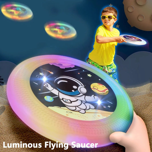 Outdoor Sports Flying Disk Led Flying Saucer Children Hand Throwing Disc Parent-Child Interactive Toys Dogs Flying Saucer Game - Qoraheyhub