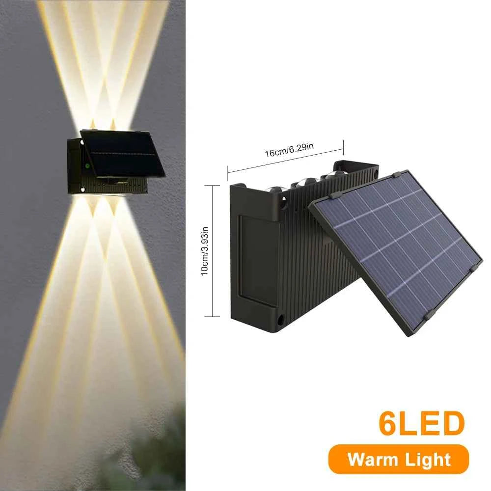 Outdoor Solar Wall Light 4/6LED IP65 Waterproof Fench Lamp Deck Decorative Spotlight Warm Light for Backyard Yard Garage Garden