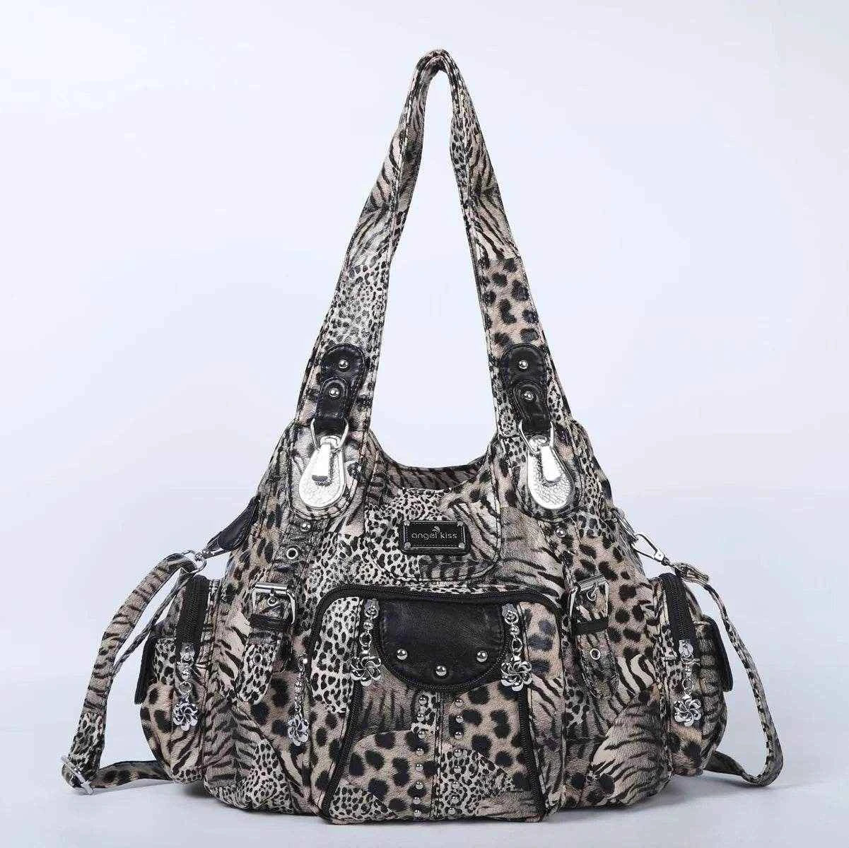 Angelkiss Women Fashion Handbags Large Shoulder Bags PU Leopard Handbag Satchel Big-capacity Shoulder Bag Phane Purse bolsa