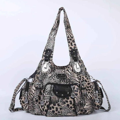 Angelkiss Women Fashion Handbags Large Shoulder Bags PU Leopard Handbag Satchel Big-capacity Shoulder Bag Phane Purse bolsa