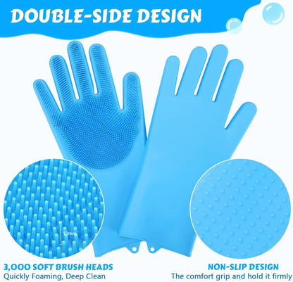 Pet Grooming Gloves Dog Cat Bathing Cleaning Glove Shampoo Scrubber Clean Soft Silicone Hair Removal Glove Hand Skin Protection - Qoraheyhub