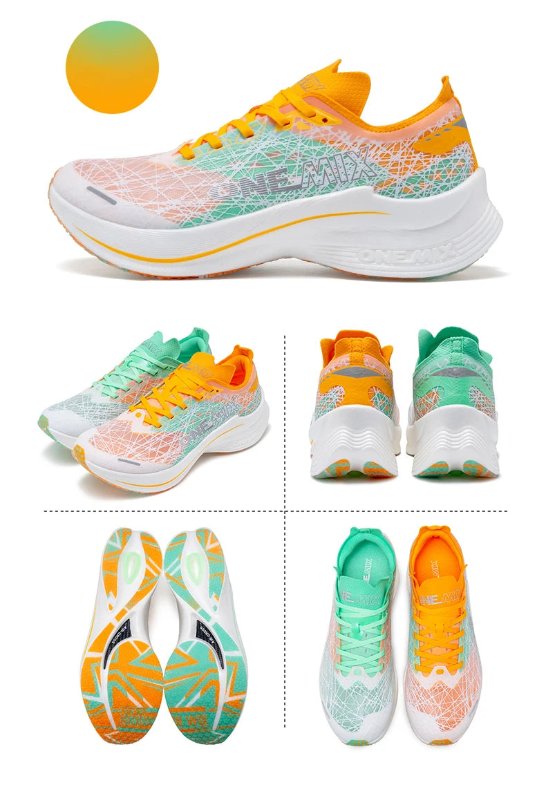 ONEMIX Carbon Plate Running Shoes for Men Shock Absorption Ultra-light Sports Shoes Rebound Outdoor Women Marathon Sneakers