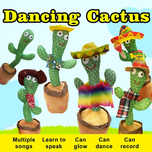 Children's Electronic Dancing Cactus Sound Toy Phone Plush Shine Sing Talking 120 Songs Recording Birthday Party Christmas Gift - Qoraheyhub