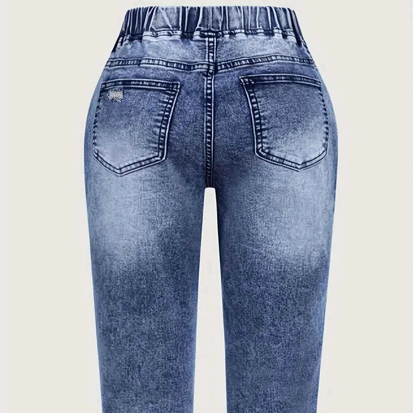 Y2K Style Women's Peacock Blue Stretch Mid-Rise Capri Jeans - Summer Casual Distressed Denim with Drawstring Waist
