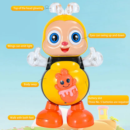 Vocal Toy Cartoon Bee Electric Toys With Sound Flash Lighting Sing Dance for Girls Boys Children Electronic Pets Music Toy Gifts - Qoraheyhub