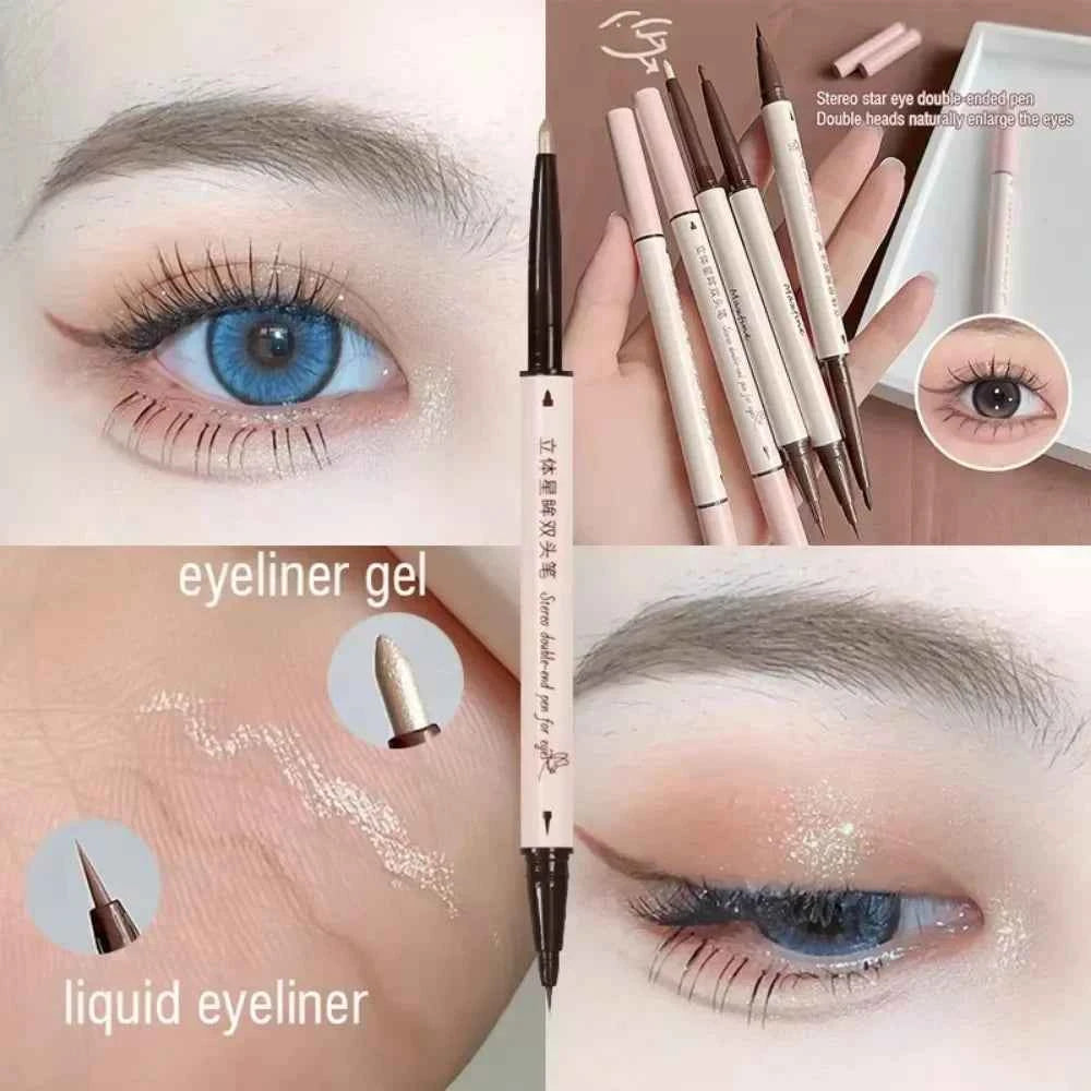 Double Head Eyeliner Pen Very Fine Tip Lying Silkworm Eye Brightening Waterproof And Durable Not Easy To Halo Dye Natural Makeup