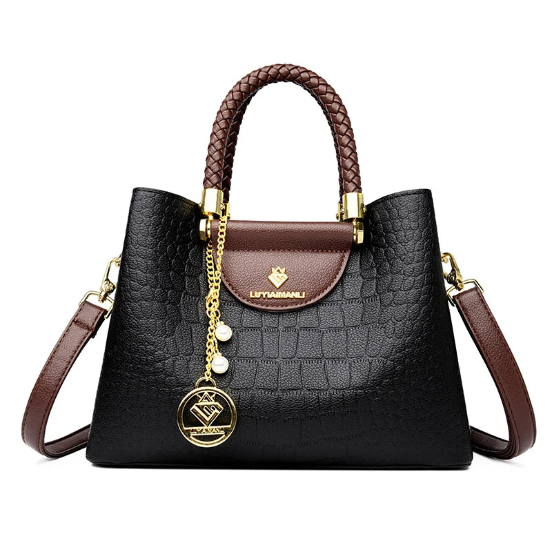 Woven Handle Genuine Brand High Quality Leather Casual Tote Luxury Handbags Women Bags Designer Shoulder Hand Bags for Women Sac