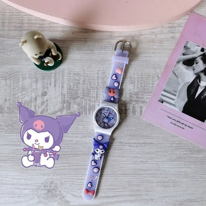 3D Pattern Children Wrist Watch Sanrio Hello Kitty Cinnamoroll Waterproof Watch Kuromi Cartoon Christmas Watchband Kids Gift - Qoraheyhub