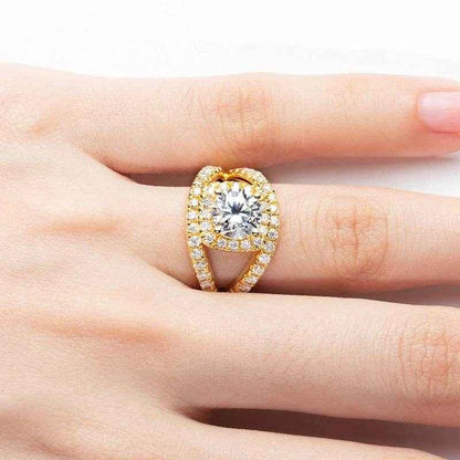 2 Carat D Color All Moissanite 925 Sterling Silver Woman Ring Yellow Color Engagement Wedding Fine Jewelry