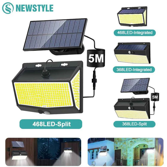 Outdoor 368/468 LED Solar Wall Light Motion Sensor Lights 3 Lighting Modes Solar Powered Garden Lights For Garden Lighting