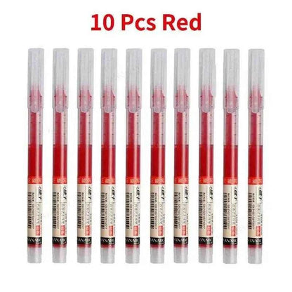 10pcs High Quality Needle Type Gel Pens Black Ink Straight Liquid Ballpoint Pen Kawaii Stationery School Office Supplies Writing