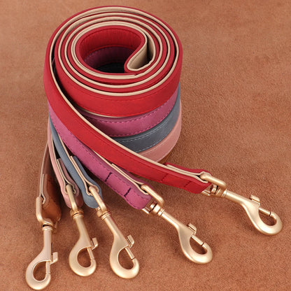 Soft Padded Dog Collar Leash Set PU Leather Pet Dog Collars Necklace With Walking Lead Rope Adjustable For Small Medium Dogs Pug