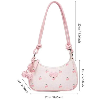 Strawberry Design Shoulder Bags 2025 New Spacious Practical Underarm Bags Versatile PU Handbags Spring Women Girl Wallets Qoraheyhub White Pink White-Pink-